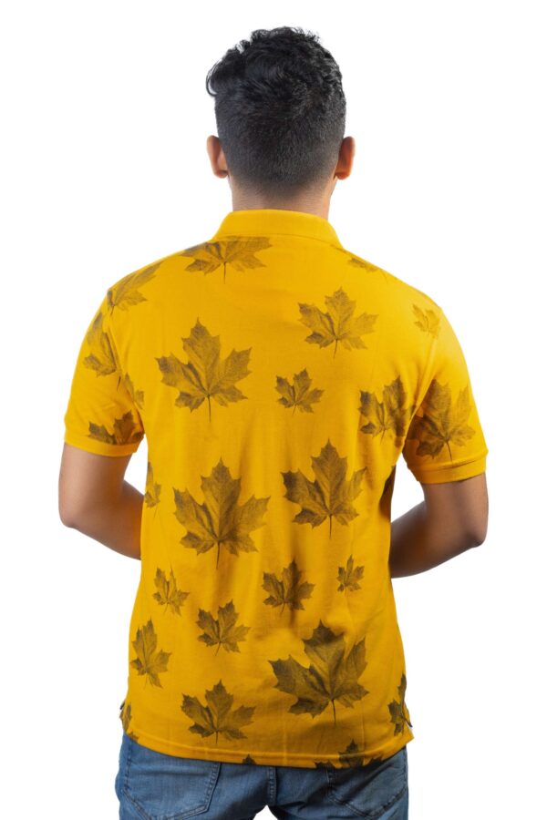 Yellow Polo T-Shirt with Maple Leaf Prints - Image 2