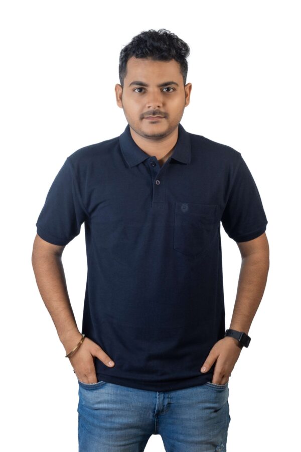 Navy Blue Polo T-Shirt with Pocket