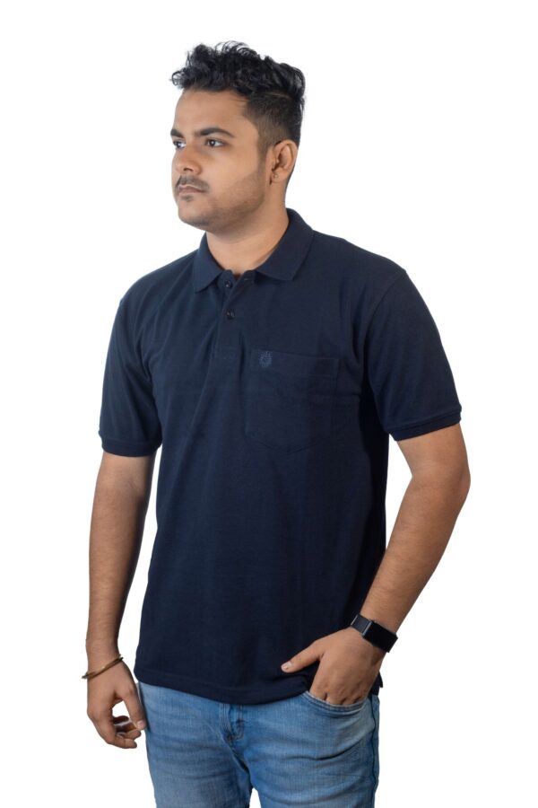 Navy Blue Polo T-Shirt with Pocket