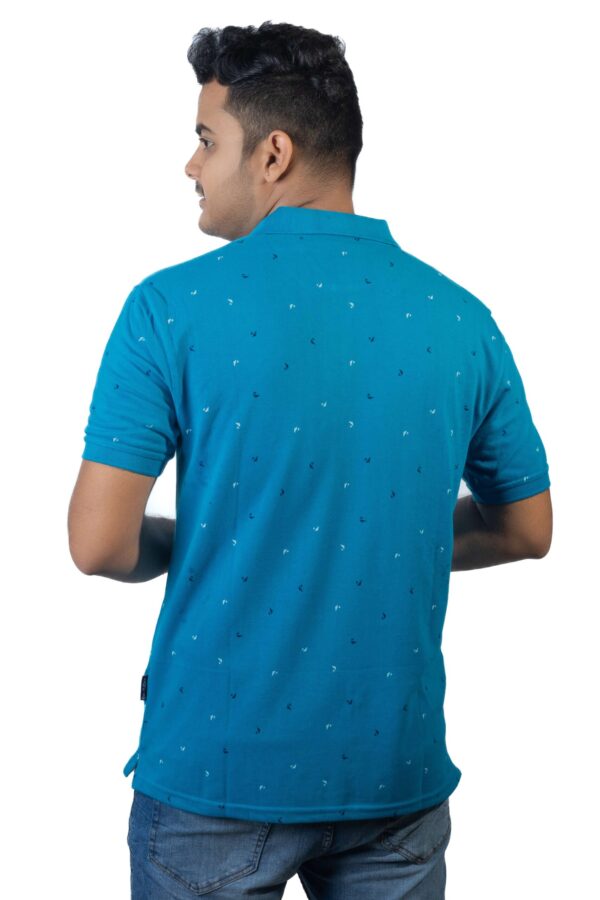 Turquoise Polo T-Shirt with Stylish Dot Print - Image 3