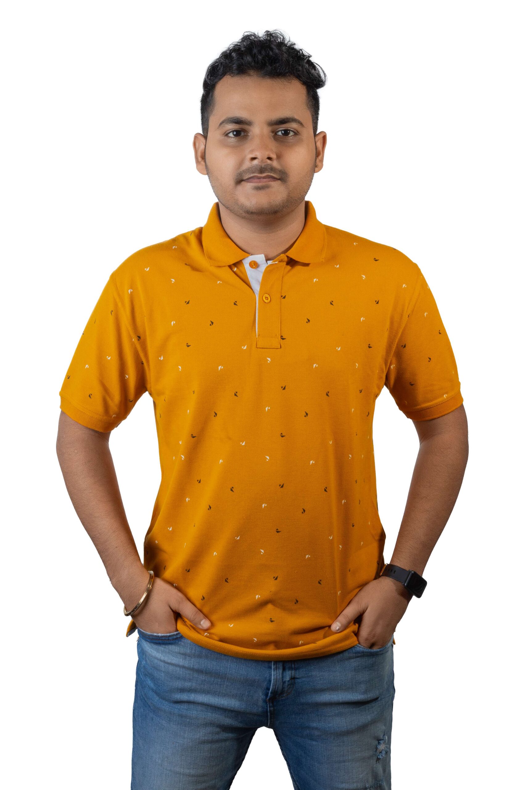 mustard yellow polo t-shirt