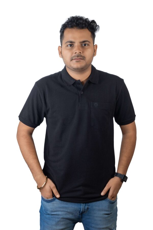 Black Polo T-Shirt with Pocket