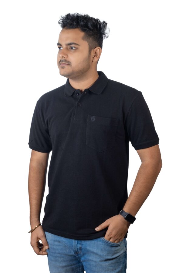 Black Polo T-Shirt with Pocket