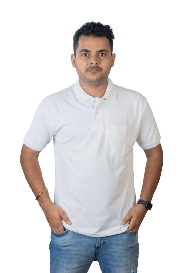 White Polo T-Shirt with Pocket