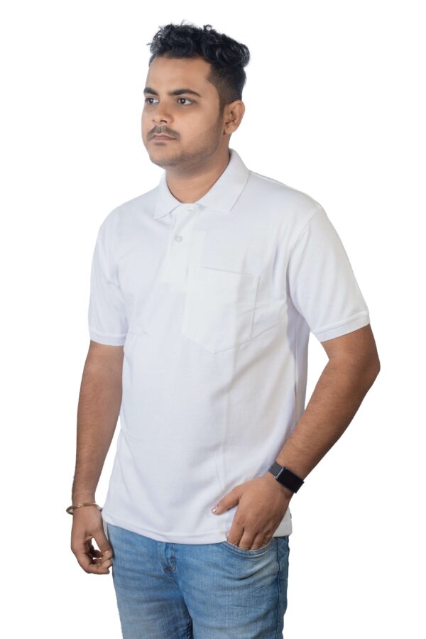 White Polo T-Shirt with Pocket