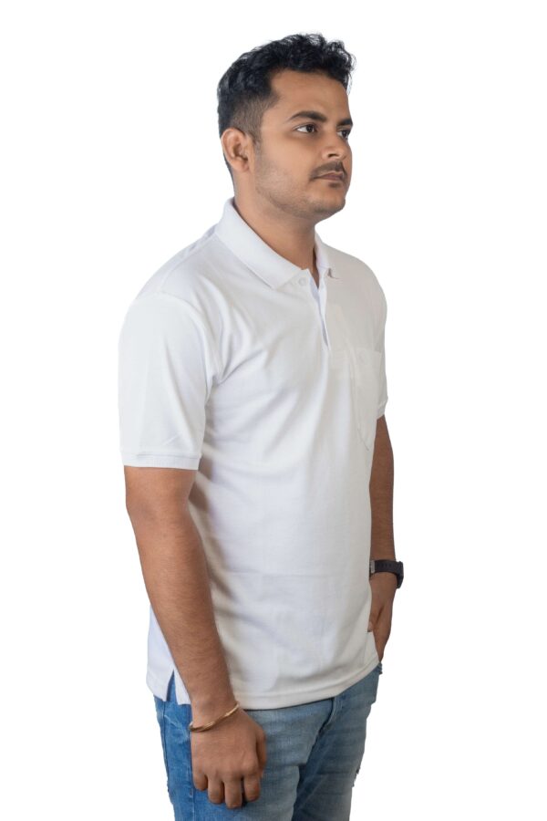 White Polo T-Shirt with Pocket