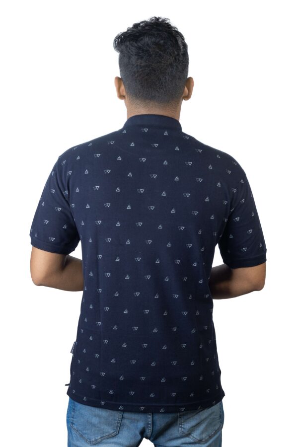 Royal Blue Polo T-Shirt with Geometric Triangle Print