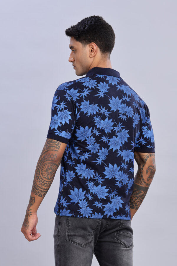 Maple Leaf Printed Blue Polo T-Shirt - Image 8