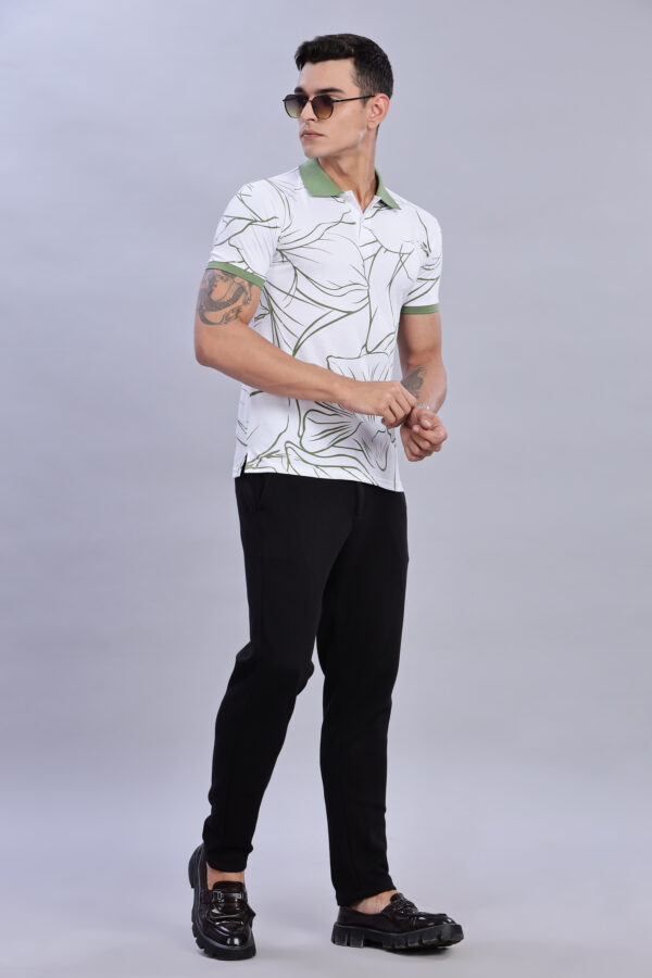 Buy Green Leaf Printed Polo T-Shirt