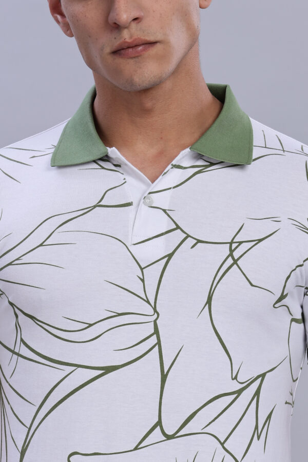 buy online Green Leaf Printed Polo T-Shirt