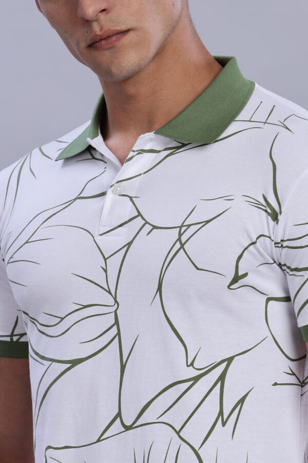 Buy stylish Green Leaf Printed Polo T-Shirt