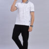buy online Grey Printed Polo T-Shirt with Contrast Collar for men