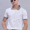 buy online Grey Printed Polo T-Shirt with Contrast Collar