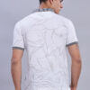 Grey Printed Polo T-Shirt with Contrast Collar - Image 4
