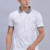 Buy stylish Grey Printed Polo T-Shirt with Contrast Collar