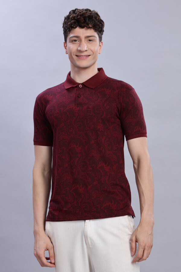 Buy Maroon Polo T-Shirt Printed Polo T-Shirt