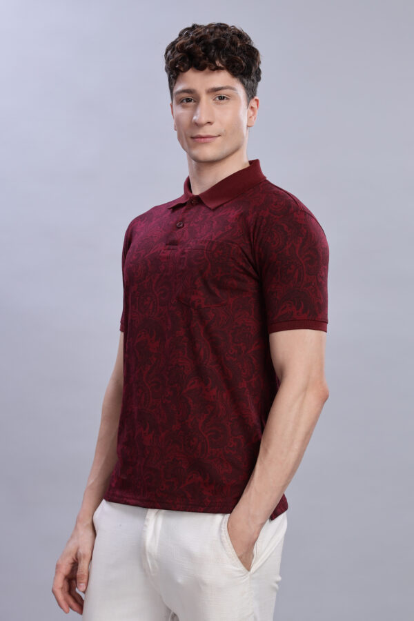 Buy Maroon Polo T-Shirt Printed Polo T-Shirt Online