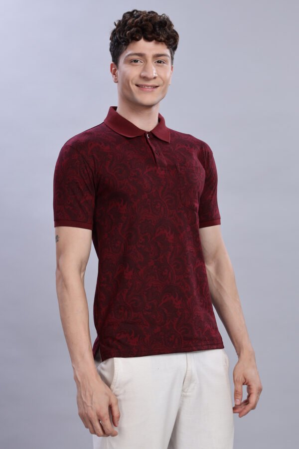 Buy Maroon Polo T-Shirt Printed Polo T-Shirt