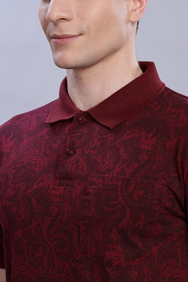 buy online Maroon Polo T-Shirt Printed T-Shirt for men