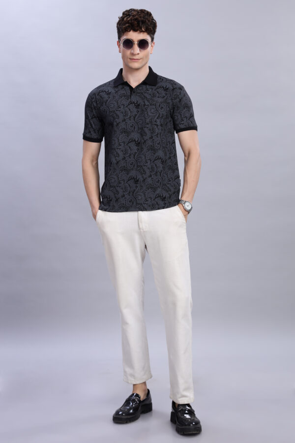 buy online Black Paisley Print Polo T-Shirt