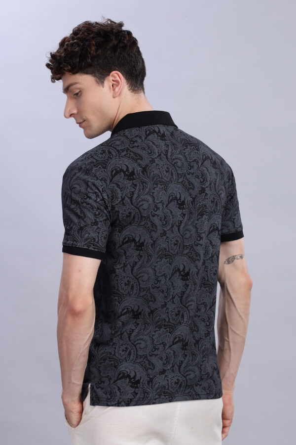 Buy stylish Black Paisley Print Polo T-Shirt