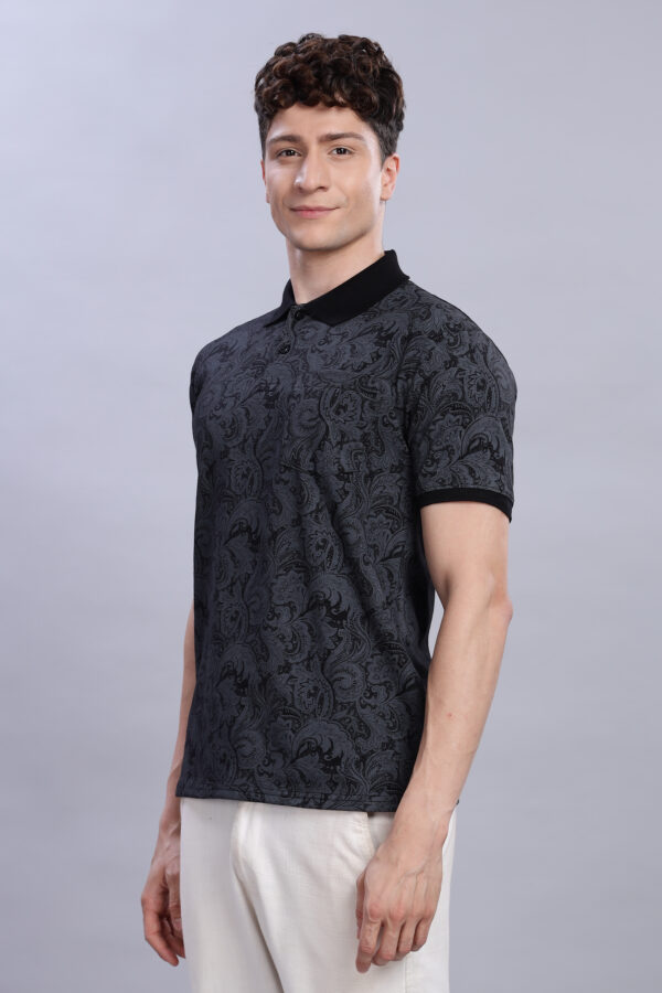 Buy Black Paisley Print Polo T-Shirt