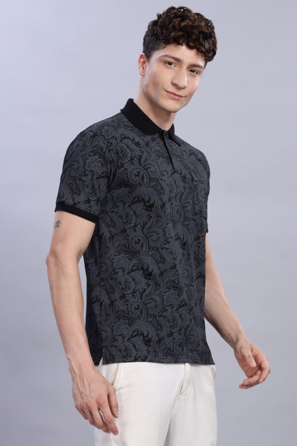 Best Black Paisley Print Polo T-Shirt buy