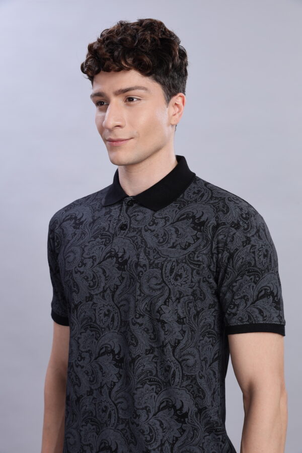 Buy Black Paisley Print Polo T-Shirt