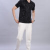 Buy Black & Grey Tropical Leaf Print Polo T-Shirt
