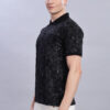 Buy Black & Grey Tropical Leaf Print Polo T-Shirt