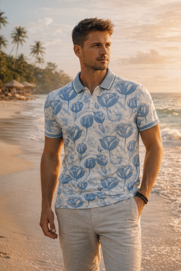 EXQUISO Premium Tulip Print Polo Collection – Signature Bloom Series